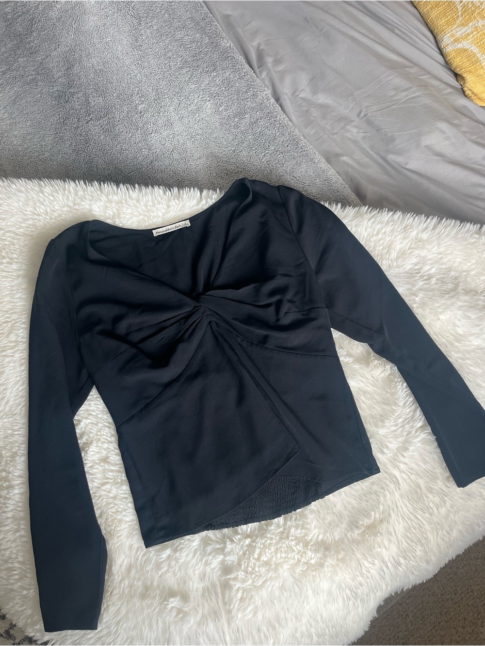 Abercrombie & Fitch Black Twist-Front Long Sleeve Top